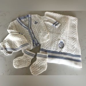 Ralph Lauren baby bundle sweater, blanket, booties and hat